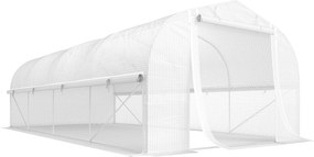 Outsunny Estufa Tipo Túnel de Jardim 6x3x2 m Estufa de Exterior com 8 Janelas Cobertura de PE Anti UV e Porta Enrolável Branco | Aosom Portugal