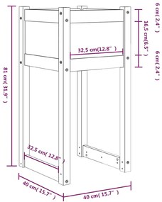 Vaso/floreira 40x40x81 cm pinho maciço cinzento