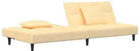 Sofá-cama 2 lugares com duas almofadas veludo cor creme
