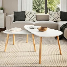 Conjunto mesas de centro 2 pcs pinho maciço branco