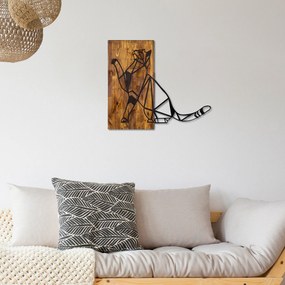 Acessório Decorativo de Parede Gato – Nogueira e Preto – 58 x 65 cm