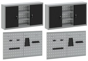 Conjunto de Armário e Painel de Ferramentas VidaXL com 4 Peças Montado