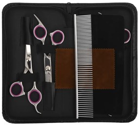 5 pcs conjunto de tesouras de tosquia para cães aço inoxidável