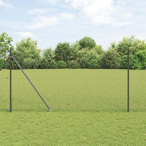 Conjunto de Postes de Cerca Conjunto de 2 Cinza Metal 25 x 1,5 m