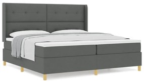 Cama Box com Colchão - Cinza Escuro, 200x200 cm, Tecido