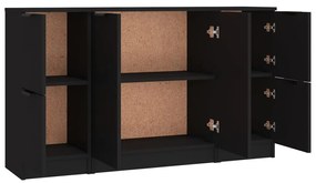 Aparadores 3 pcs derivados de madeira preto