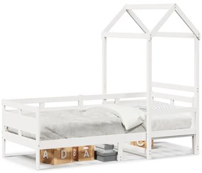 Sofá-cama com telhado 90x200 cm madeira de pinho maciça branco