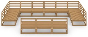 13 pcs conjunto lounge de jardim pinho maciço