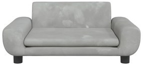 Sofá infantil 70x45x33 cm veludo cinzento-claro