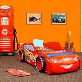 Cama para criança Carro Faisca Mcqueen MDF Oferta colchão e estrado 204 x 111 x 68 cm Vermelha
