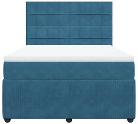 Cama com molas/colchão 140x200 cm veludo azul-escuro