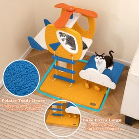 Torre de árvore para gatos de 4 níveis com poleiro em formato de OVNI - Azul