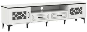 Móvel para TV de até 80 polegadas com 2 gavetas, 2 compartimentos com porta e prateleira 180,5 x 35 x 46 cm branco