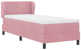 Cama Box Spring vidaXL com Colchão Rosa 80x200 cm de Veludo