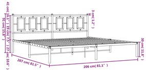 Estrutura de cama com cabeceira 200x200 cm metal branco