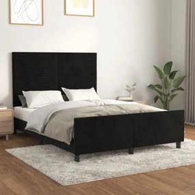 Estrutura de cama sem colchão 140x190 cm veludo preto