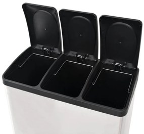 Caixote do lixo para reciclagem com pedais 54 L aço inoxidável