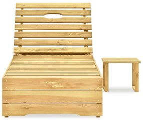 Espreguiçadeira com mesa madeira de pinho impregnada verde