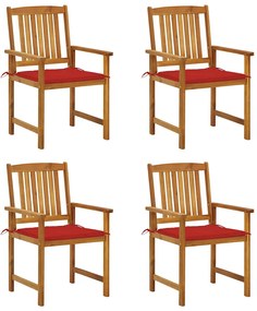 vidaXL Cadeiras de jardim c/ almofadões 4 pcs madeira de acácia maciça