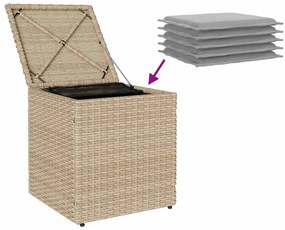 Bancos de jardim com almofadas 2 unid 40x40x43 cm vime PE bege