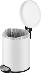 Cesto de lixo para casa de banho, cesto de lixo de 6 L para casa de banho, com tampa com fecho suave Branco