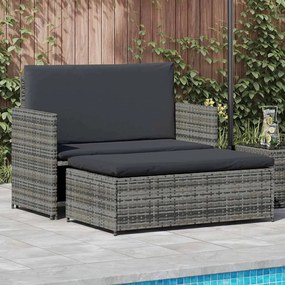 vidaXL 2 pcs conjunto lounge de jardim c/ almofadões vime PE cinzento