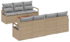 Conjunto de Sofá de Jardim 8 pcs Bege, cinza claro Médio Vime