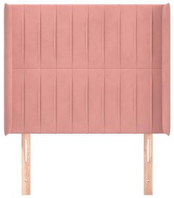 Cabeceira de cama c/ abas veludo 83x16x118/128 cm rosa