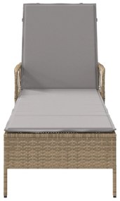 Espreguiçadeira Bege e cinza claro Rattan PE 157 x 55 x 92 cm