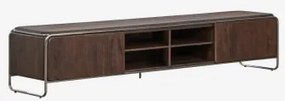 Móvel De Tv Em Madeira De Acácia E Aço Inoxidável Altrex Castanho-acácia Escuro & 240 X 40 Cm - Sklum