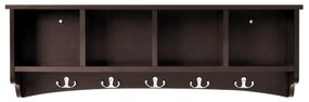 Cabide de entrada de parede com 4 compartimentos e 5 ganchos duplos 72 x 15,5 x 23 cm castanho