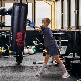 Bola de boxe com suporte, altura ajustável em 4 direções, bola de boxe em pé com suporte preenchível, preta