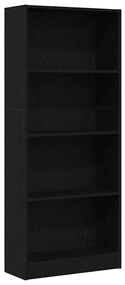 Estante de Carvalho Preto - 60 x 24 x 143 cm - Feita de Madeira de Eng