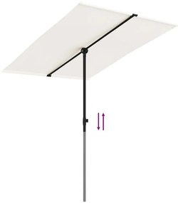 Guarda-sol de jardim c/ poste de alumínio 2x1,5 m branco areia