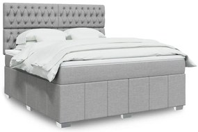 vidaXL Cama com molas/colchão 180x200 cm tecido cinzento-claro