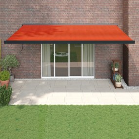vidaXL Toldo retrátil 5x3 m tecido e alumínio laranja e castanho