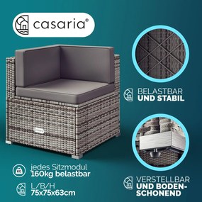 Conjunto de sofás de jardim em polyrattan com almofadas grossas para o encosto cinzento/antracite