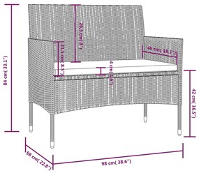 16 pcs conjunto lounge de jardim c/ almofadões vime PE cinzento