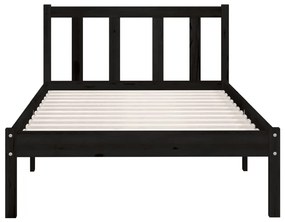Estrutura de cama 100x200 cm madeira pinho maciço preto