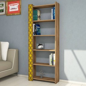 Estante City – Nogueira e Amarelo – 64,6 cm x 170 cm x 24,2 cm