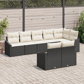 vidaXL Conjunto de Sofá de Jardim de 8 Peças com Almofadas Preto em Rattan Sintético