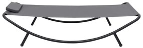 Espreguiçadeira de jardim 200x90 cm aço cinzento
