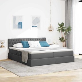 vidaXL Cama com Armazenamento com colchão Cinza Escuro 200 x 200 cm