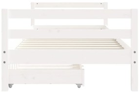 Estrutura cama infantil c/ gavetas 80x200cm pinho maciço branco
