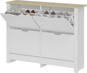 Sapateira com capacidade para 16 pares 105 x 26 x 80 cm, armário estreito com 4 gavetas rebatíveis e prateleiras ajustáveis, estilo moderno, para corr