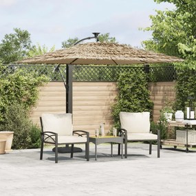 vidaXL Guarda-sol de jardim com poste de aço 246x246x230 cm castanho