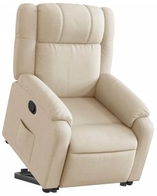 Poltrona reclinável elevatória tecido cor creme