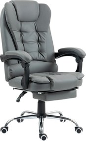 Cadeira de escritório, cadeira de executivo, grande conforto, encosto reclinável, rodas de PU, 64,5 x 69 x 117 cm, cinzenta