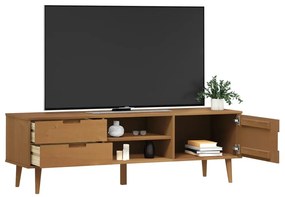 Móvel de TV MOLDE 158x40x49 cm pinho maciço castanho