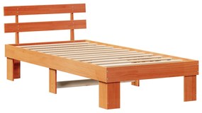 Estrado de Cama com Cabeceira Castanho Encerado 90x190 cm Madeira Maci